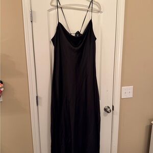 Old Navy Black Satin Slip Dress